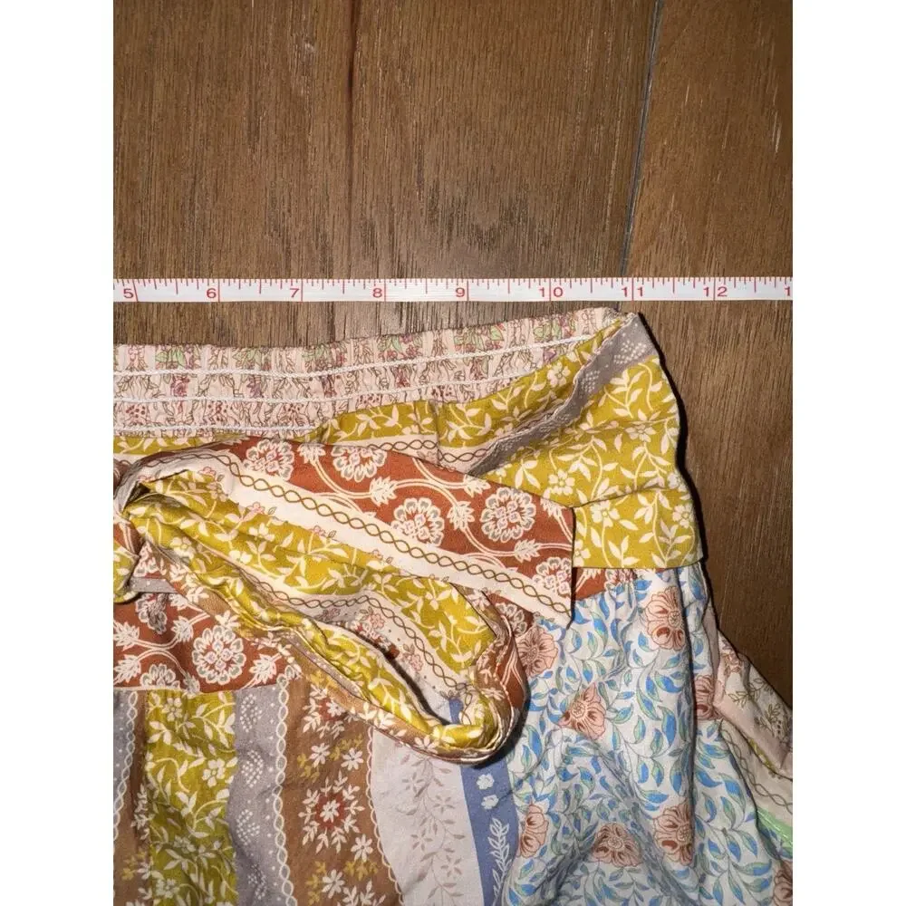BlueVelvet Women’s Pants Boho Patchwork Wide Leg Ruffle Tie Waist Size Small - Picture 4 of 5